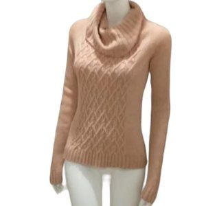 Mariele Waithe Tan 100% Cashmere Long sleeve turtle neck Cable knit sweater sz M